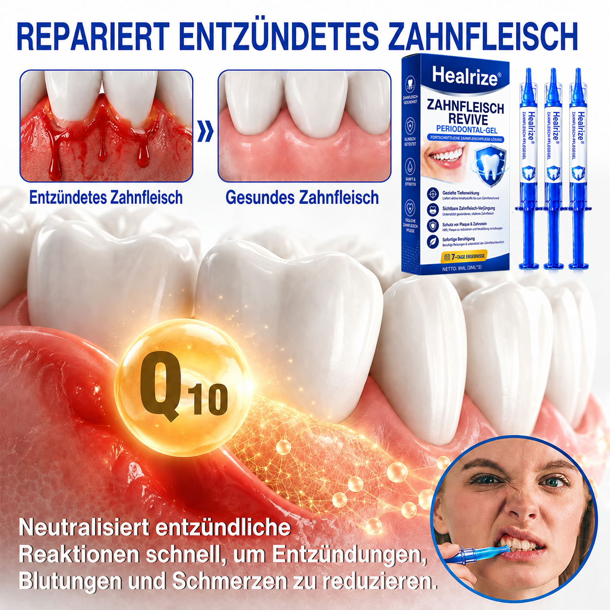 🦷 Healrize® GumRevive Gel zur Regeneration des Zahnhalteapparats (bei Zahnfleischbluten, Zahnfleischrückgang und lockeren Zähnen)