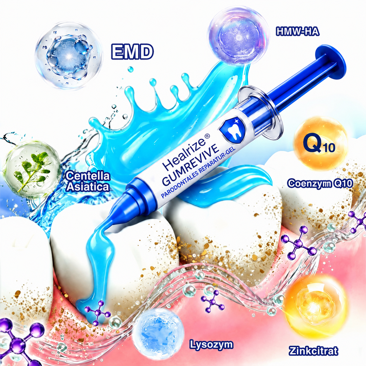 🦷 Healrize® GumRevive Gel zur Regeneration des Zahnhalteapparats (bei Zahnfleischbluten, Zahnfleischrückgang und lockeren Zähnen)
