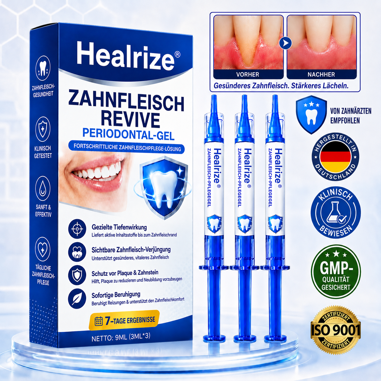 🦷 Healrize® GumRevive Gel zur Regeneration des Zahnhalteapparats (bei Zahnfleischbluten, Zahnfleischrückgang und lockeren Zähnen)