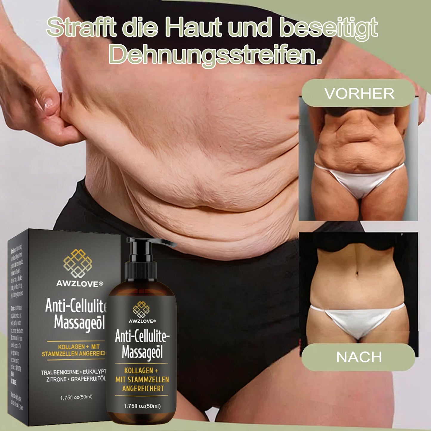 Awzlove® Luxuriöses Kollagen- & Pflanzenstammzellen Anti-Cellulite-Massageöl 🎉 (🔥 Nur für kurze Zeit: 70 % Rabatt!)