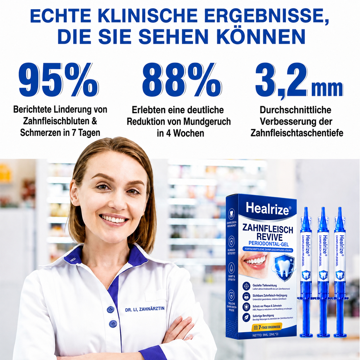 🦷 Healrize® GumRevive Gel zur Regeneration des Zahnhalteapparats (bei Zahnfleischbluten, Zahnfleischrückgang und lockeren Zähnen)